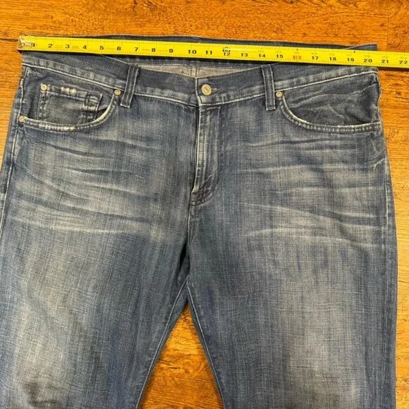 7 For All Mankind Brett Blue Casual Made In USA Denim Jeans Trousers Men's 38x35